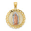 Round Our Lady of Guadalupe Pendant in 14K Two-Tone Gold, Diamond-Cut - Sophia Jewelers