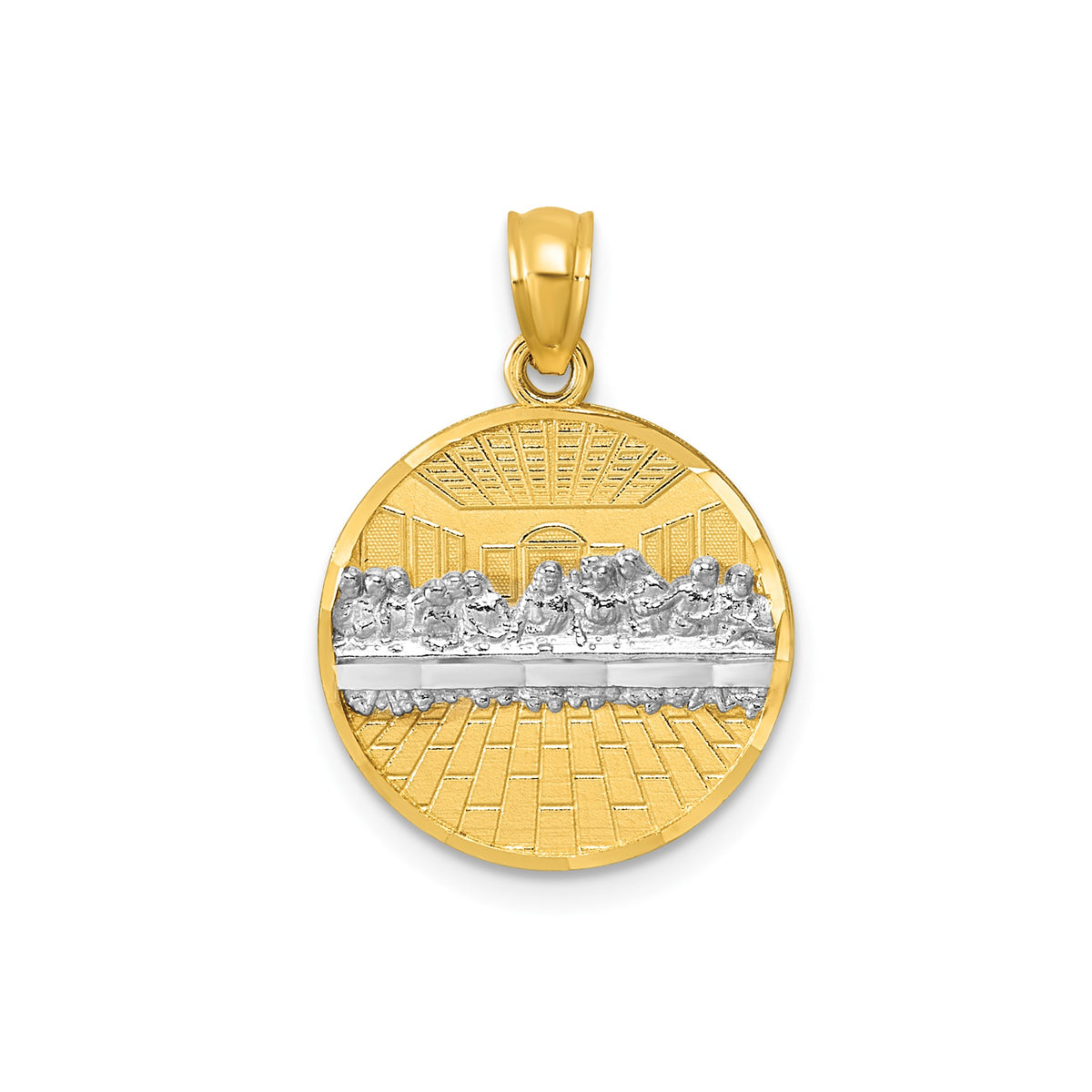 Last Supper Round Pendant in 14K Yellow Gold, Diamond-Cut - Sophia Jewelers Main image