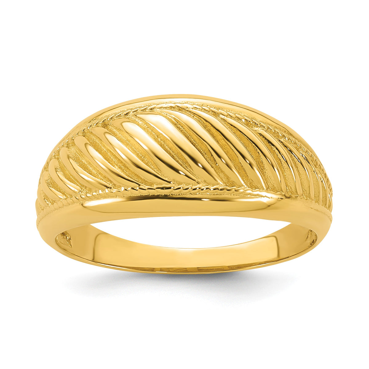 Scalloped Domed Ring in 14K Yellow Gold, Size 7 - Sophia Jewelers Main image