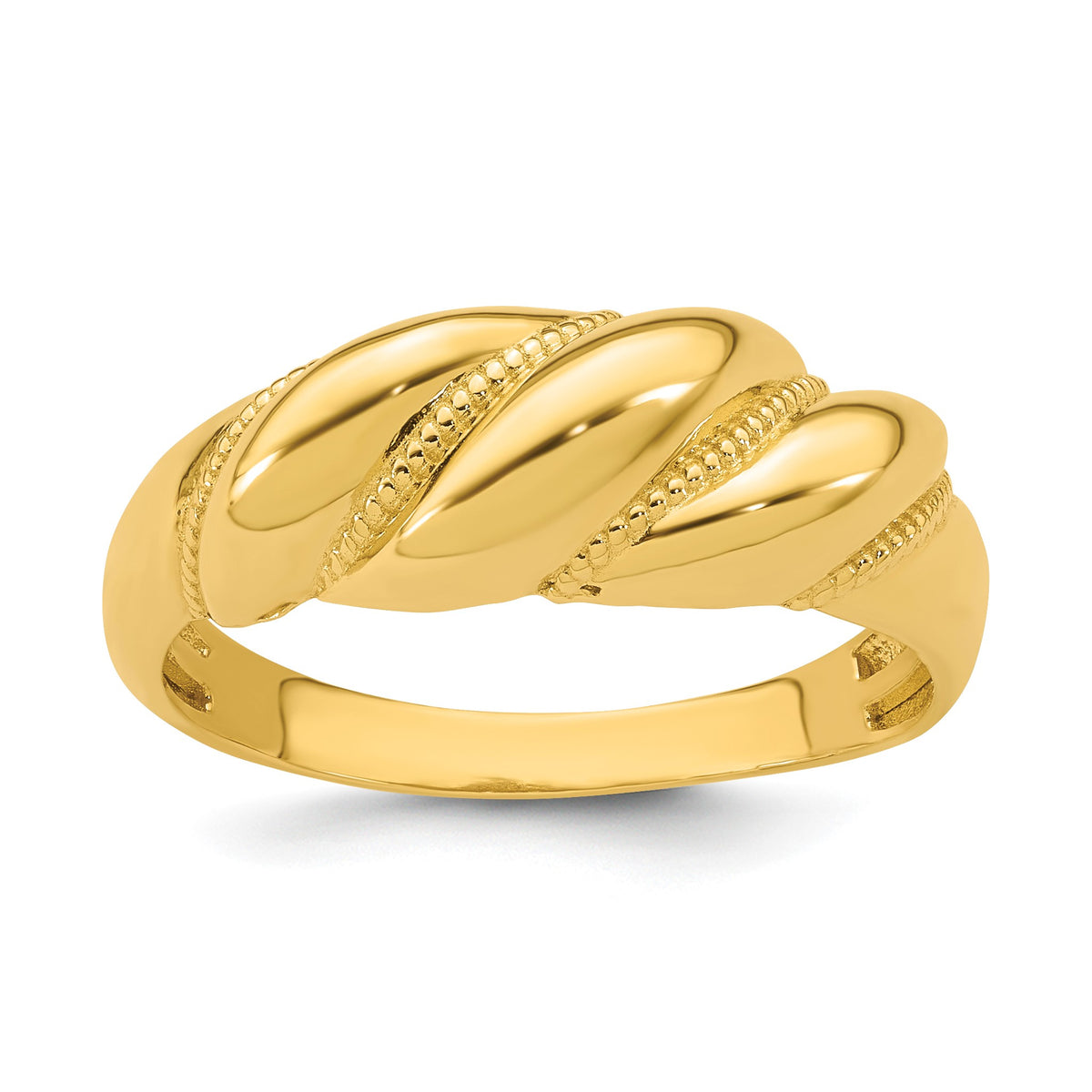Miligrain Scalloped Domed Ring in 14K Yellow Gold, Size 7 - Sophia Jewelers Main image