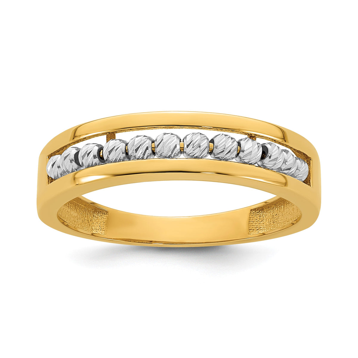 Beaded Ring in 14K Two-Tone Gold, Diamond-Cut Moveable, Size 7 - Sophia Jewelers Main image