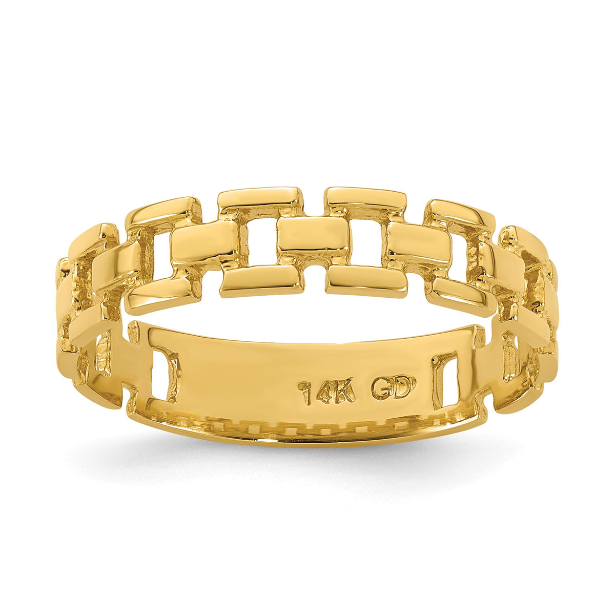 Fancy Link Ring in 14K Yellow Gold, Size 7 - Sophia Jewelers Main image