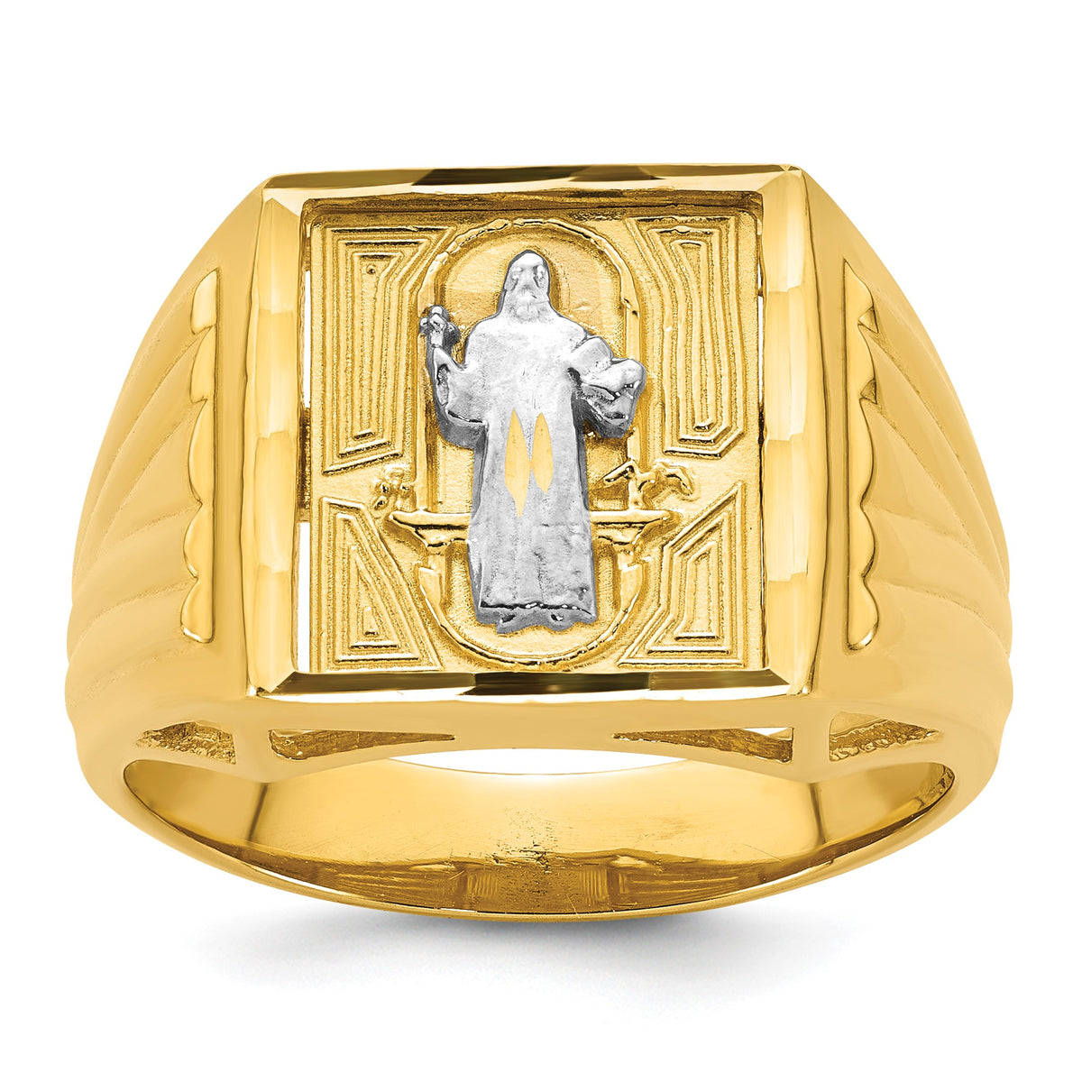 St. Benedict Ring in 14K Yellow Gold, Textured, Size 10 - Sophia Jewelers Main image