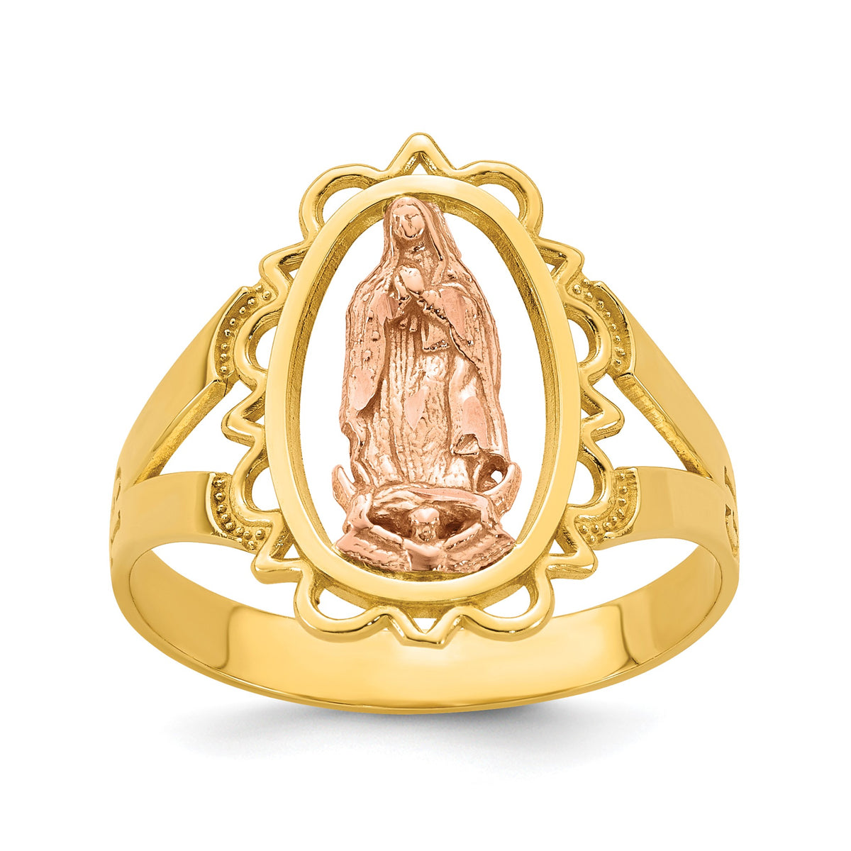 Our Lady of Guadalupe Mary Ring in 14K Two-Tone Gold, Size 7 - Sophia Jewelers
