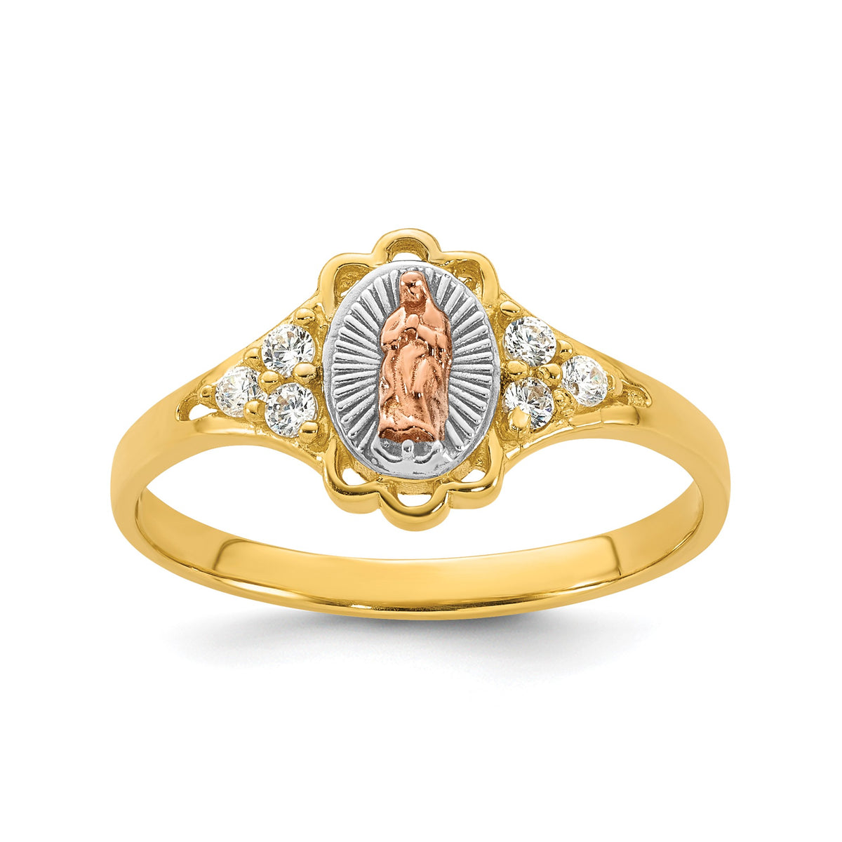 Cubic Zirconia Our Lady of Guadalupe Ring in 14K Two-Tone Gold, Size 7 - Sophia Jewelers Main image