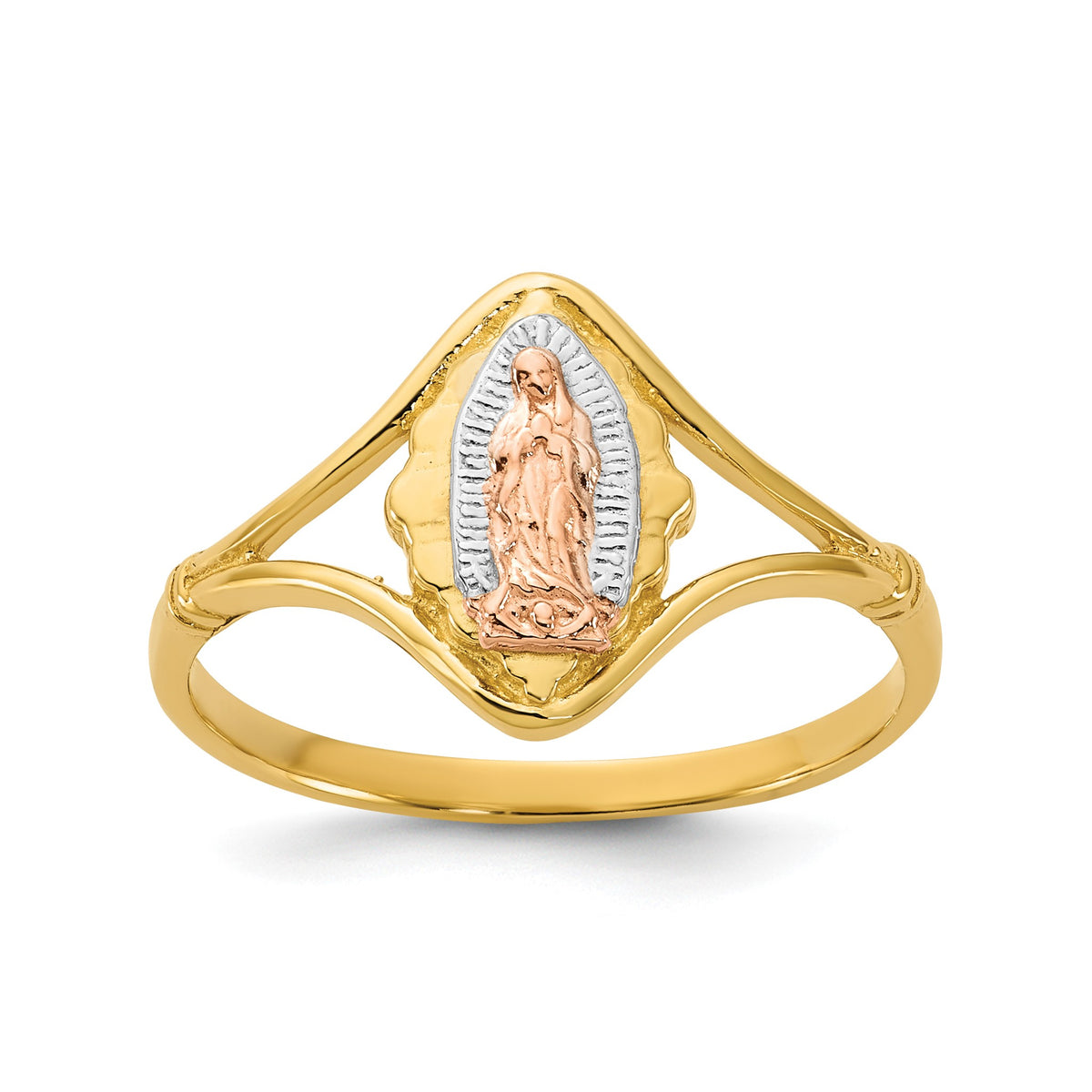 Our Lady of Guadalupe Ring in 14K Two-Tone Gold, Size 7 - Sophia Jewelers Main image