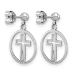 Eternal Life Cross Stud Dangle Earrings in 14K White Gold, 13mm - Sophia Jewelers