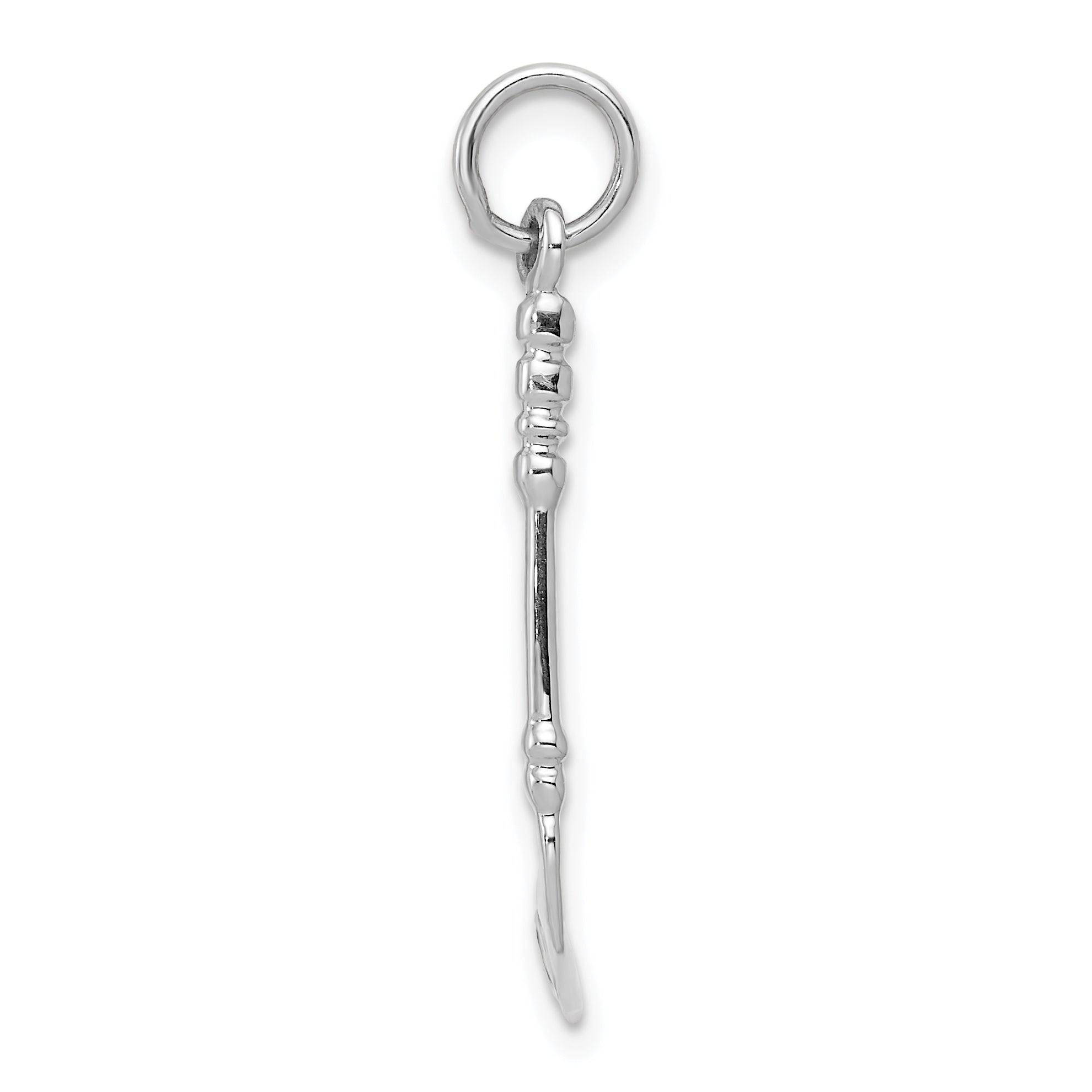 14K White Gold Solid 3-D Enameled Hockey Stick Charm Secondary image