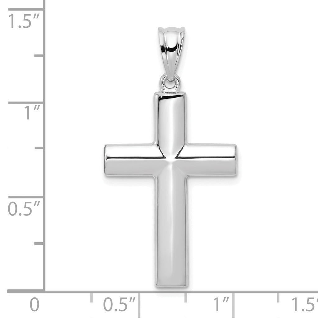 14k White Gold Hollow Cross Pendant