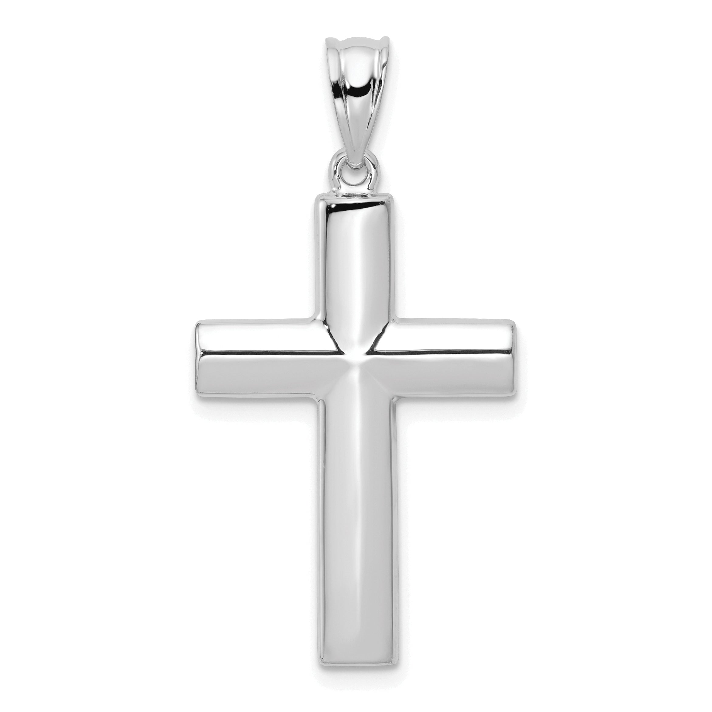14k White Gold Hollow Cross Pendant Main image