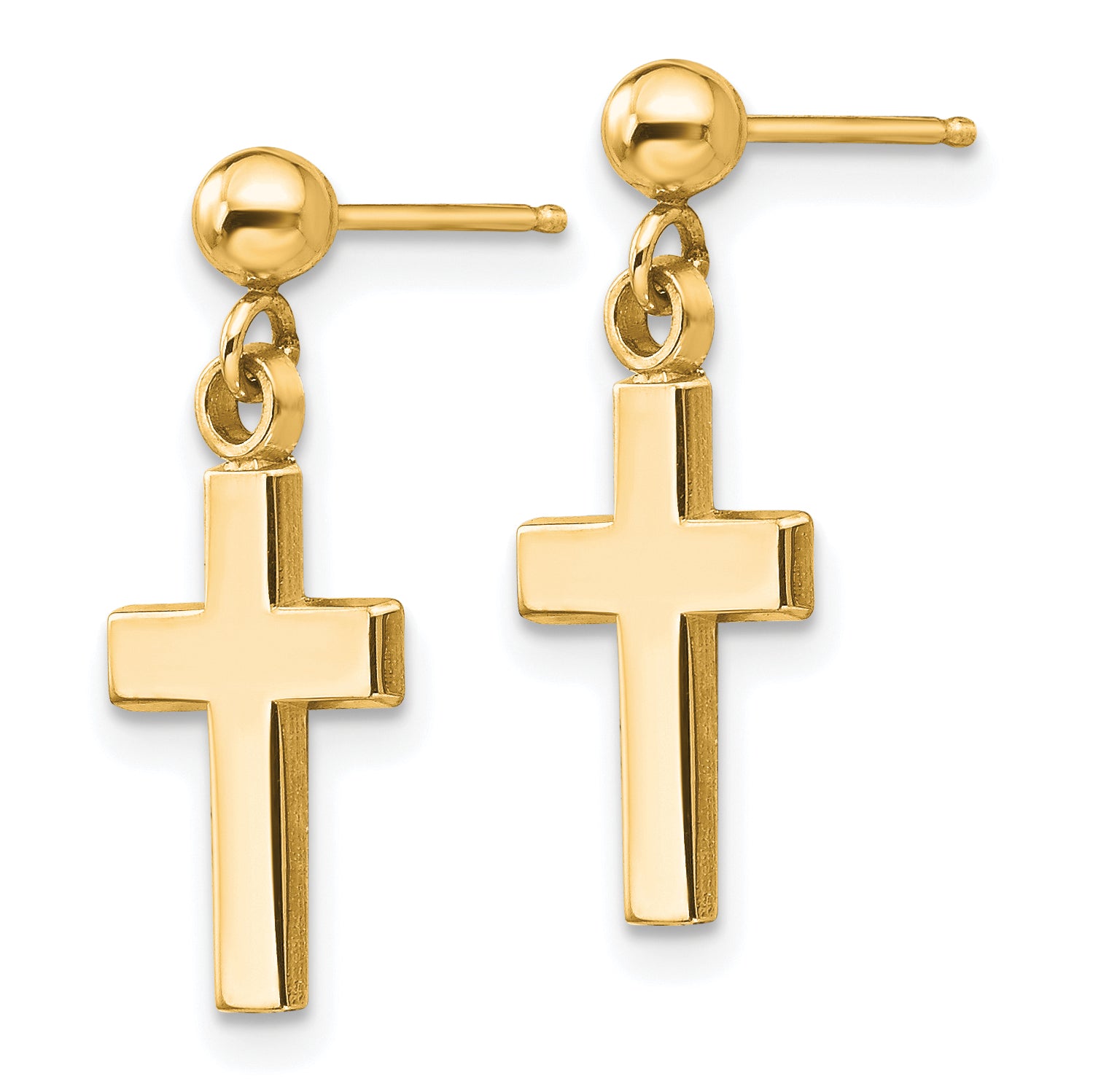 14k Polished Cross Earrings Secondary image