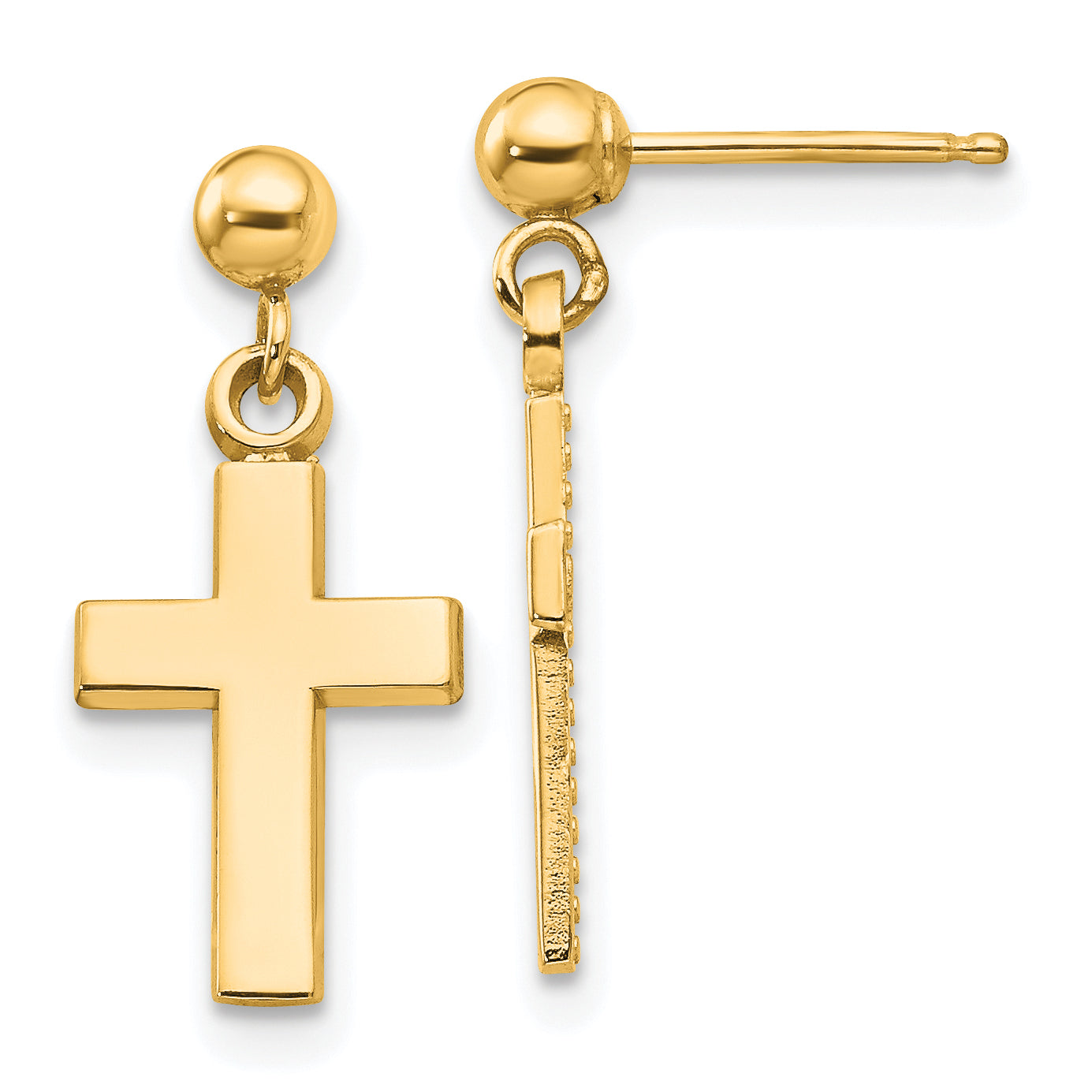 14k Polished Cross Earrings Main image
