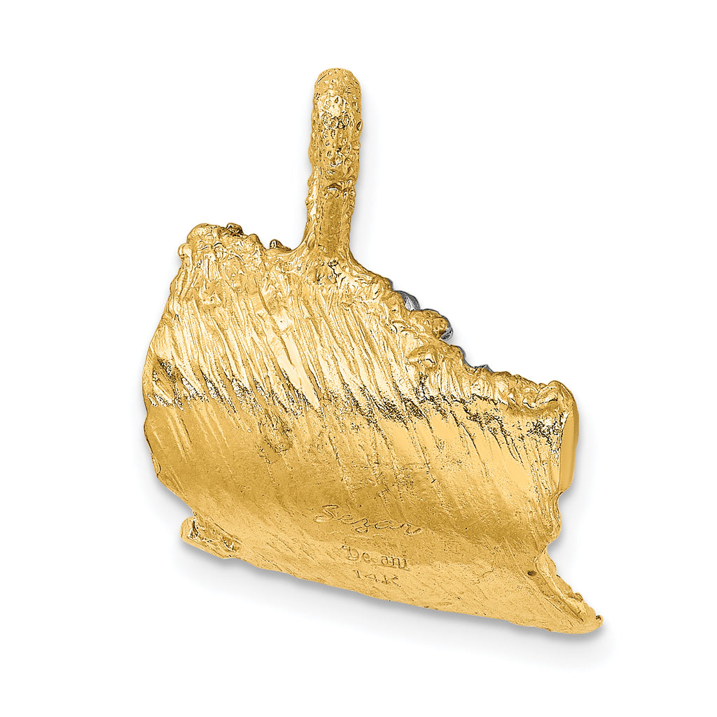 14K & Rhodium 3-D Surfer In Wave Charm