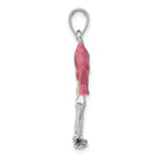 14K White Gold Enameled 3-D Pink Flamingo Pendant
