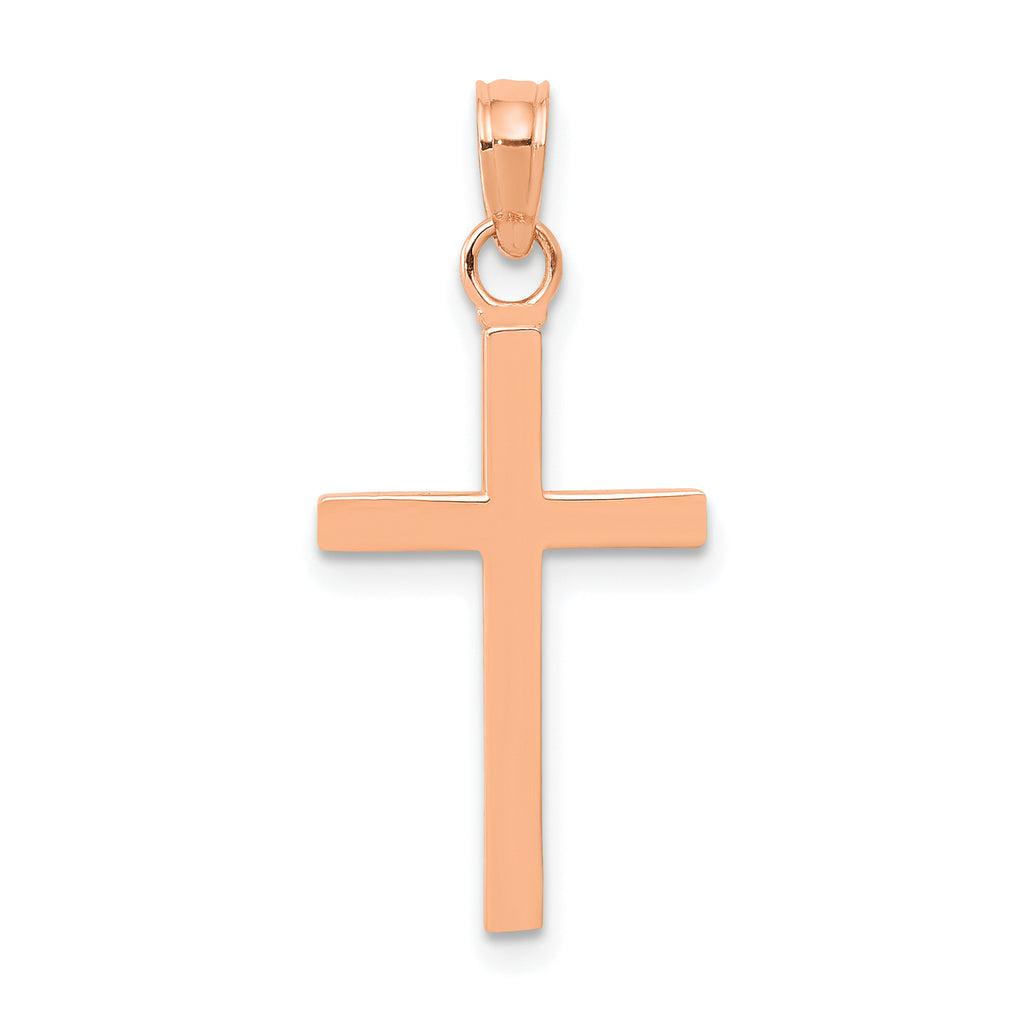 14k Rose Gold Polished Cross Pendant