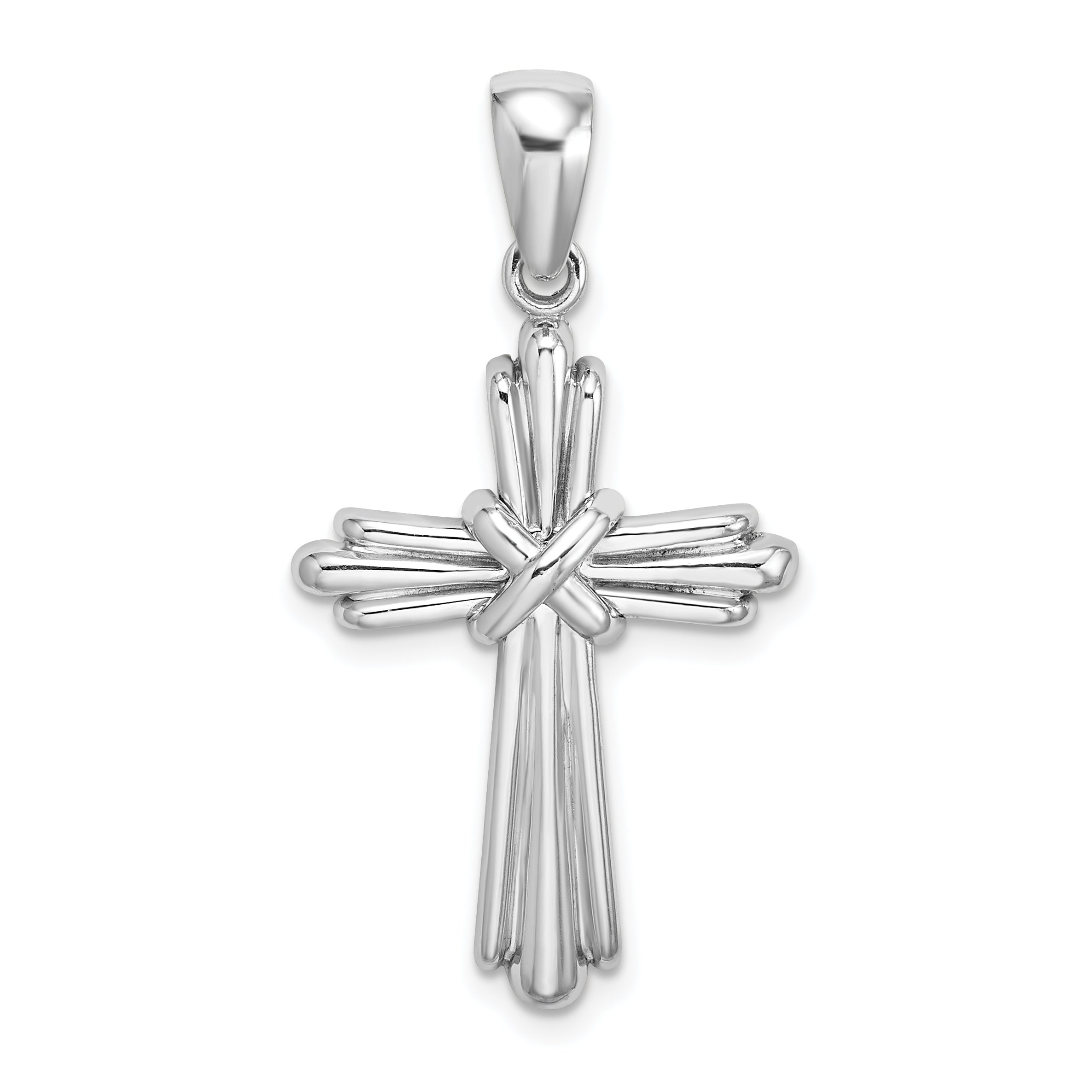 14k White Gold Polished Cross Charm Main image
