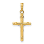 14K Two-tone INRI Hollow Crucifix Charm