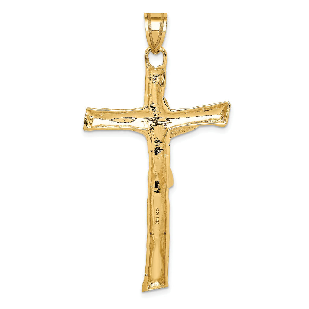 Rugged Tree Crucifix Pendant in 14K Yellow Gold, 60mm Diamond-Cut - Sophia Jewelers