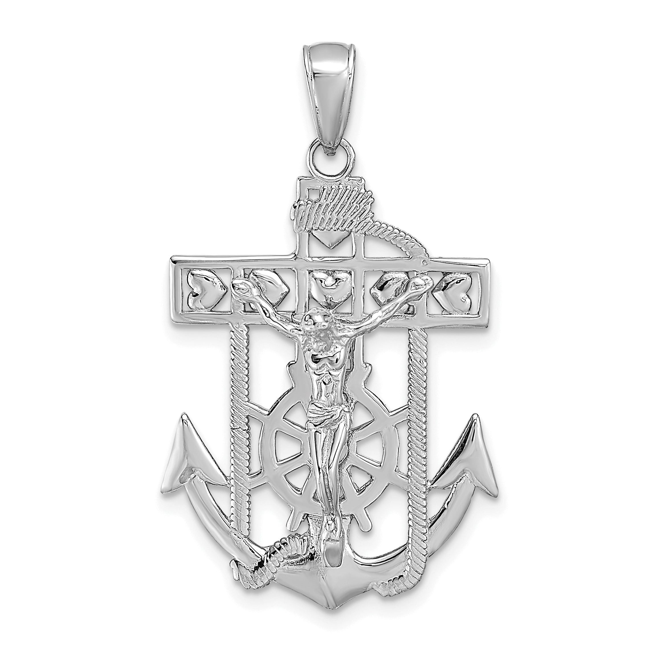 14k White Gold Mariner's Crucifix Pendant Main image