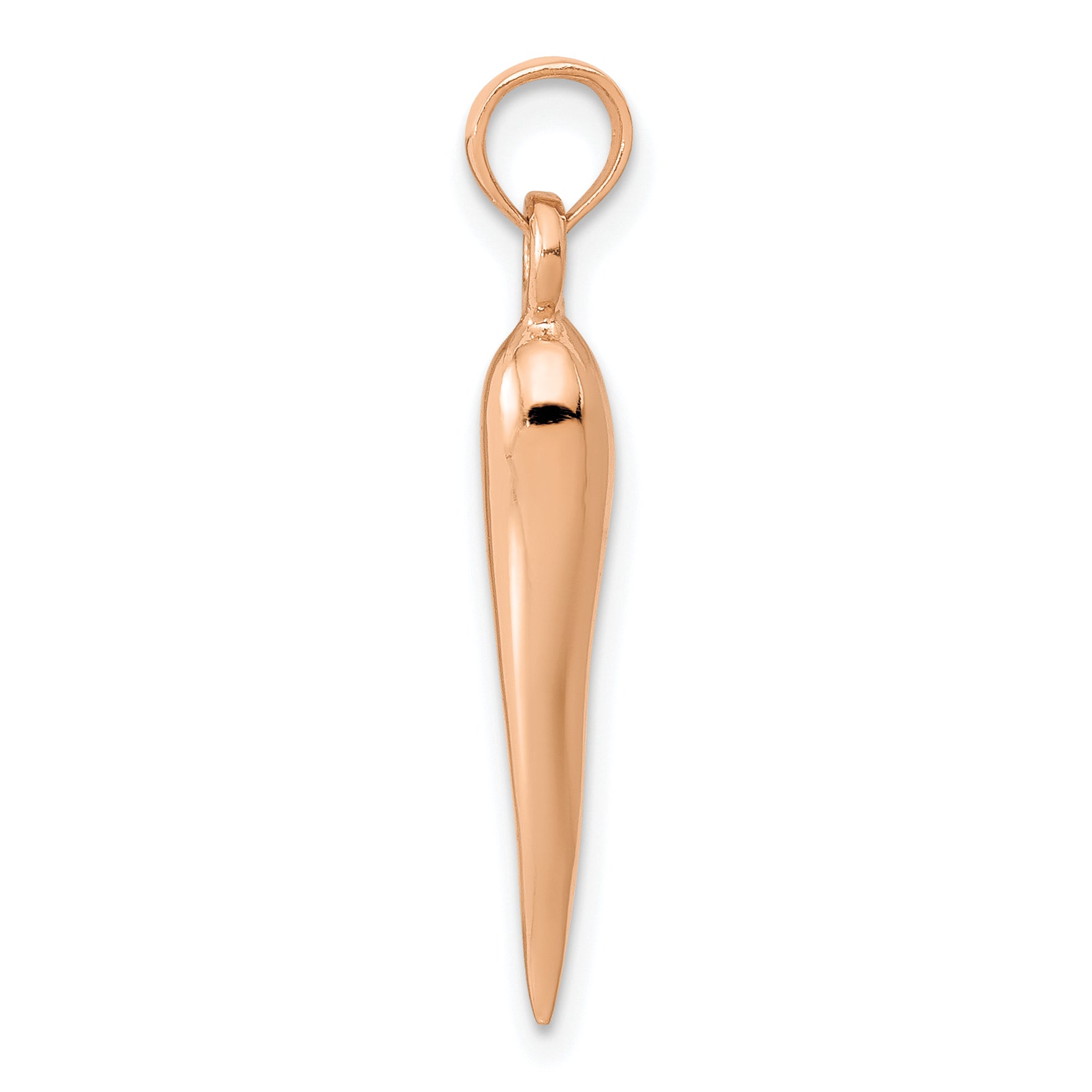 14k Rose Gold Medium 3D Italian Horn Pendant Secondary image