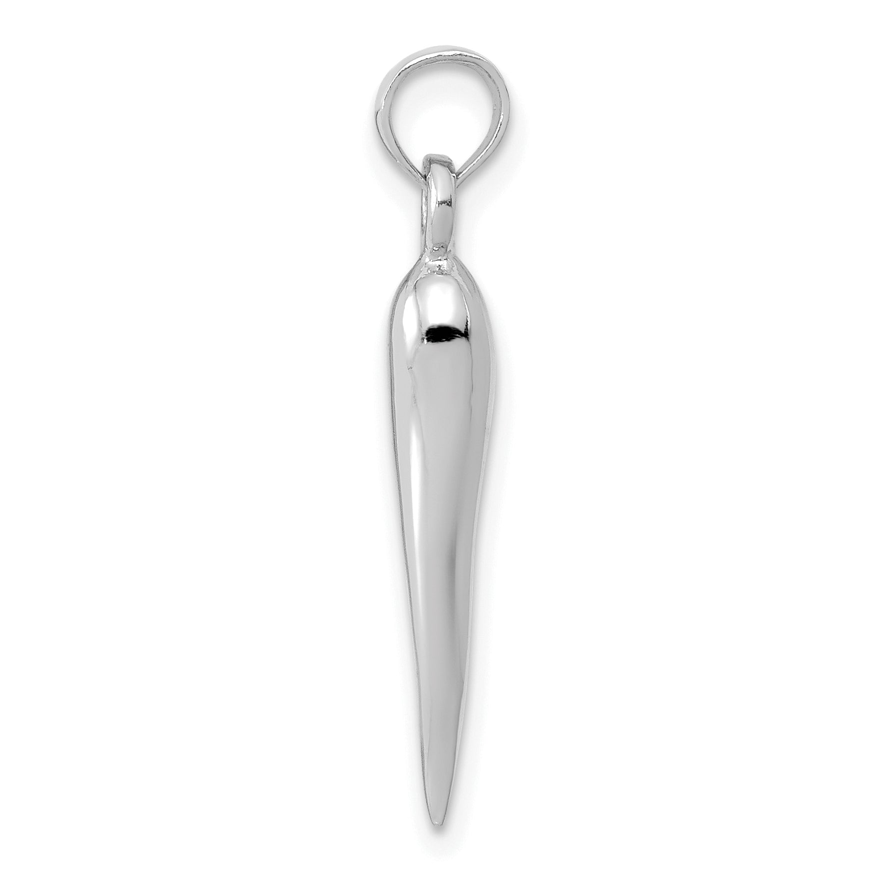 14k White Gold Medium 3D Italian Horn Pendant Secondary image