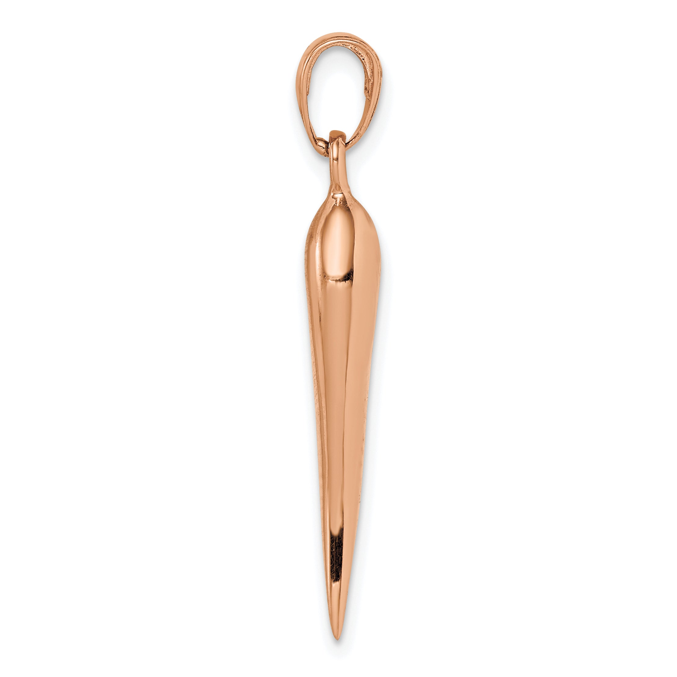 14k Rose Gold Large 3D Italian Horn Pendant Secondary image