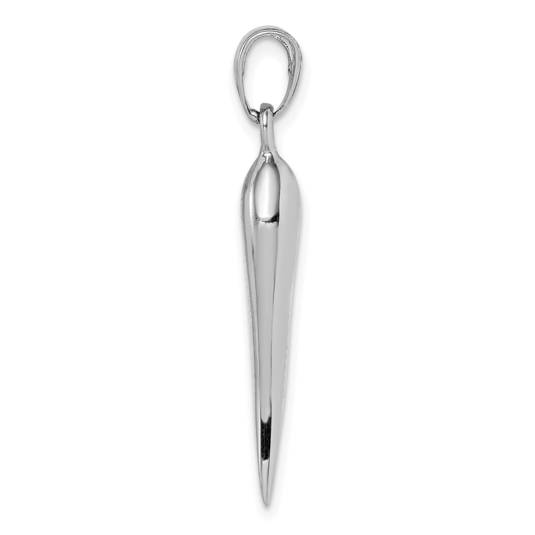 14k White Gold Large 3D Italian Horn Pendant Secondary image