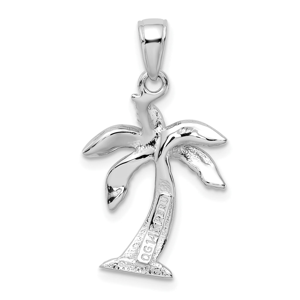 14K White Gold Palm Tree Pendant