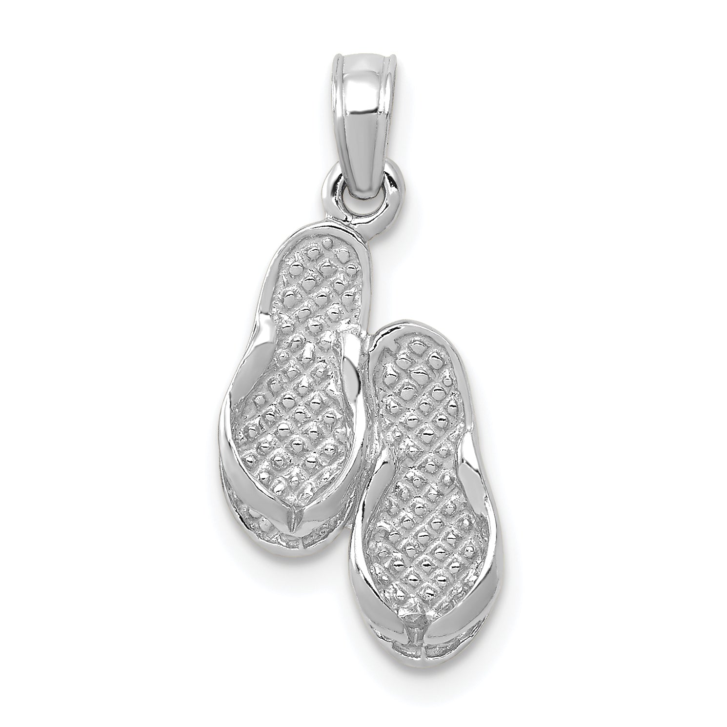 14k  3D White Gold Flip Flops Pendant Main image