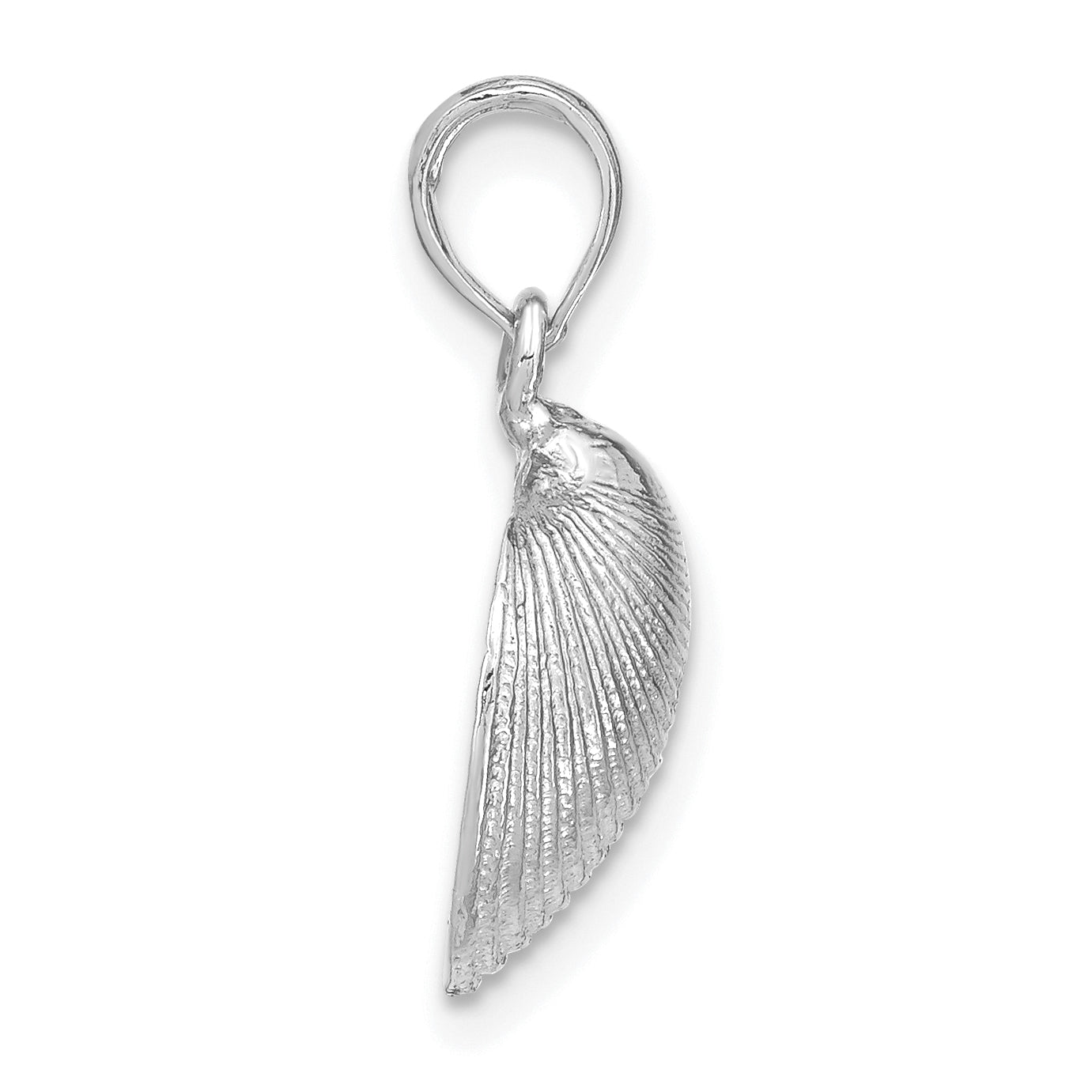 14K White Gold Medium Clam Shell Pendant Secondary image