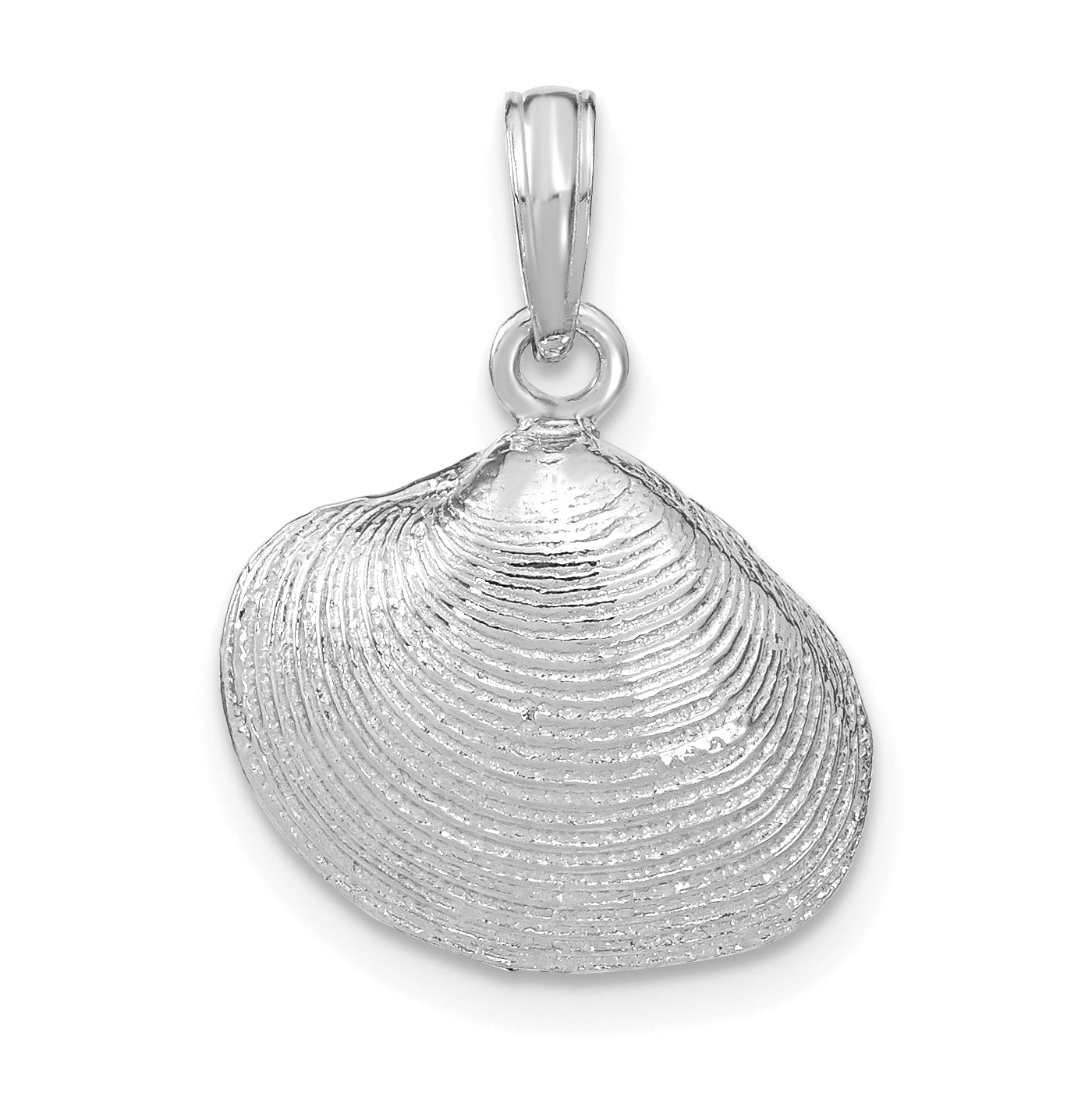 14K White Gold Medium Clam Shell Pendant Main image