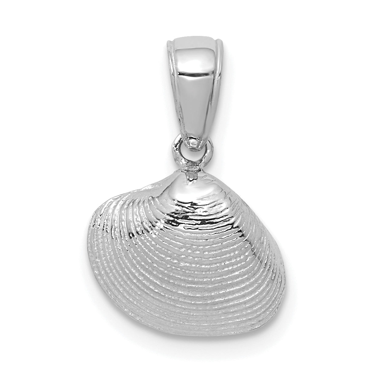 14K White Gold Small Clam Shell Pendant Main image