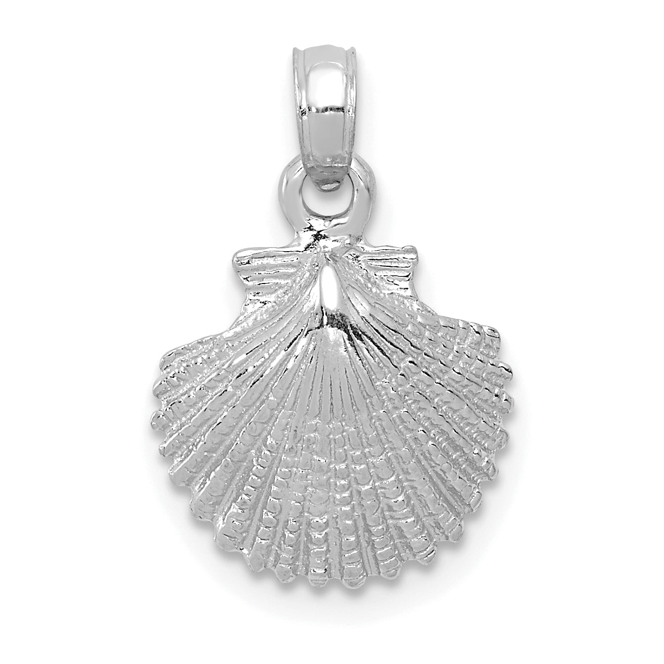 14K White Gold Scallop Shell Pendant Main image
