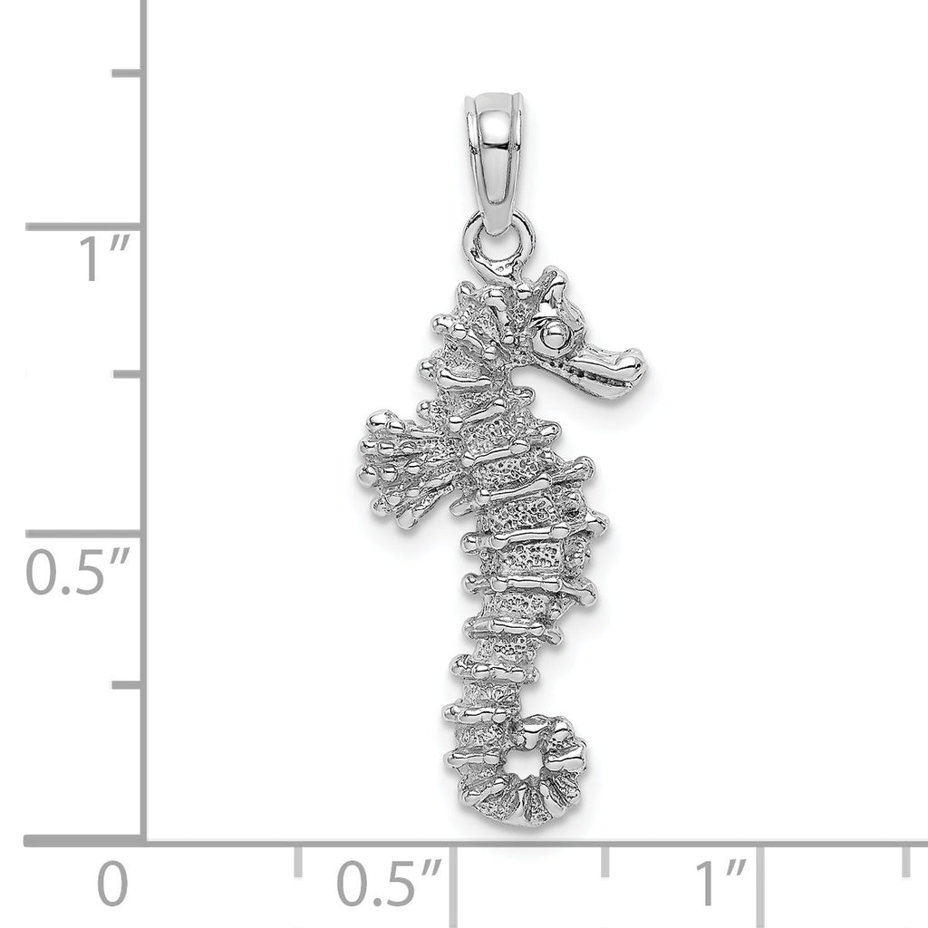 14K White Gold 3-D Seahorse Charm
