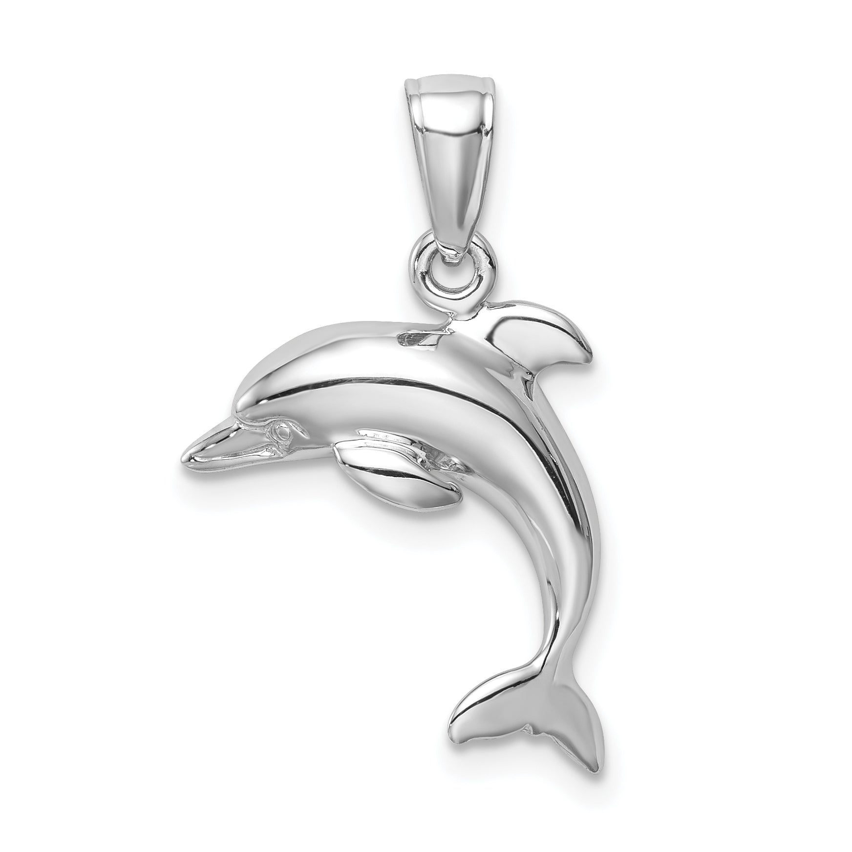 14k White Gold Jumping Dolphin Pendant Main image