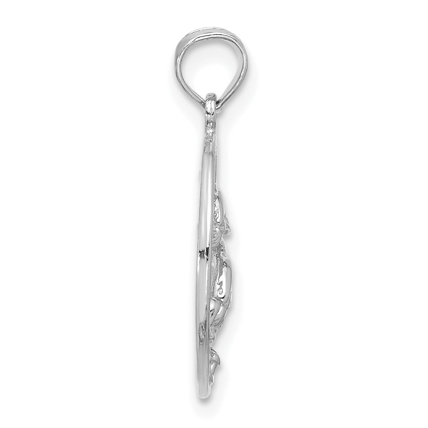 14K White Gold Double Dolphin Circle Pendant Secondary image
