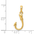14K 3-D Fish Hook Pendant