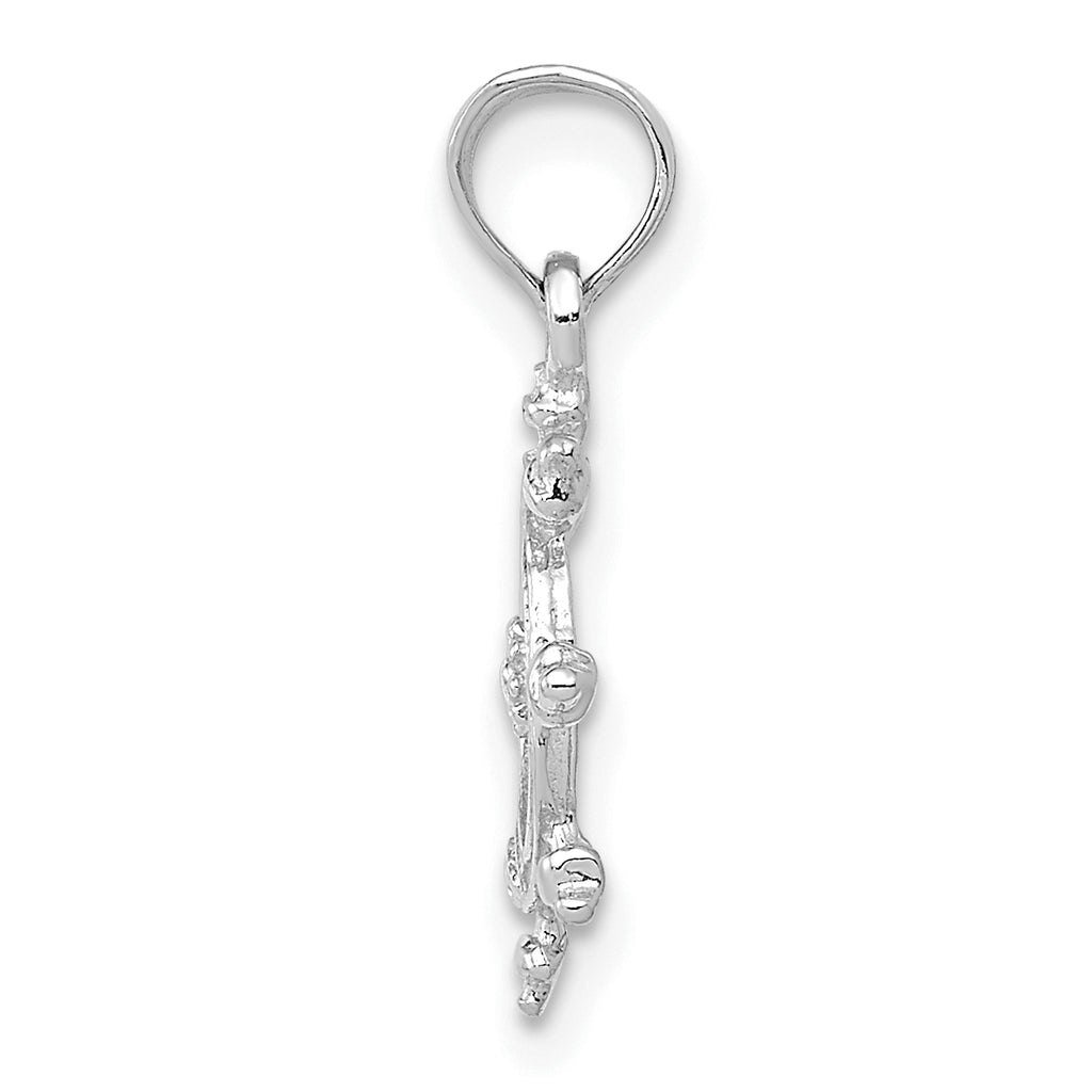 14K White Gold Ship Wheel Pendant
