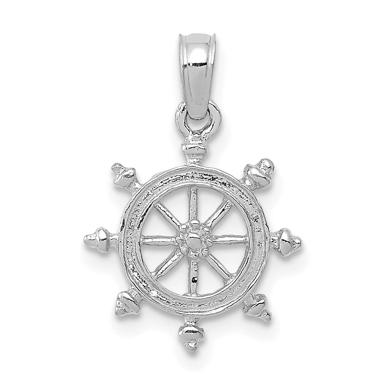 14K White Gold Ship Wheel Pendant Main image