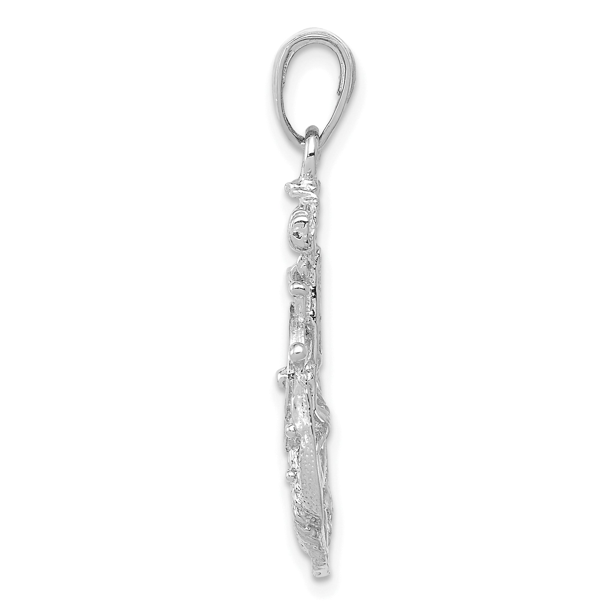 14K White Gold Medium Anchor w/Wheel Pendant Secondary image