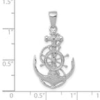14K White Gold Medium Anchor w/Wheel Pendant
