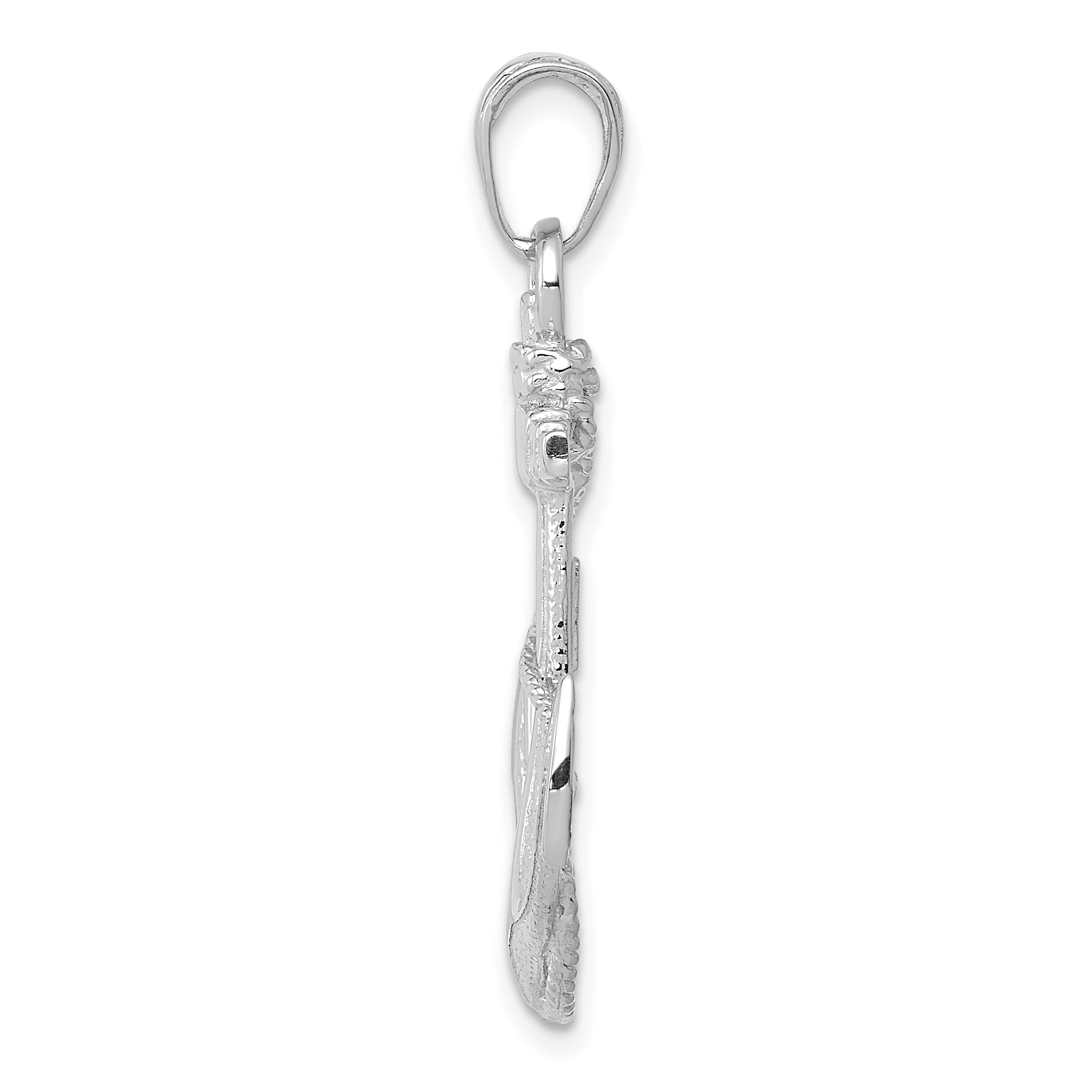14K White Gold Anchor w/Rope Pendant