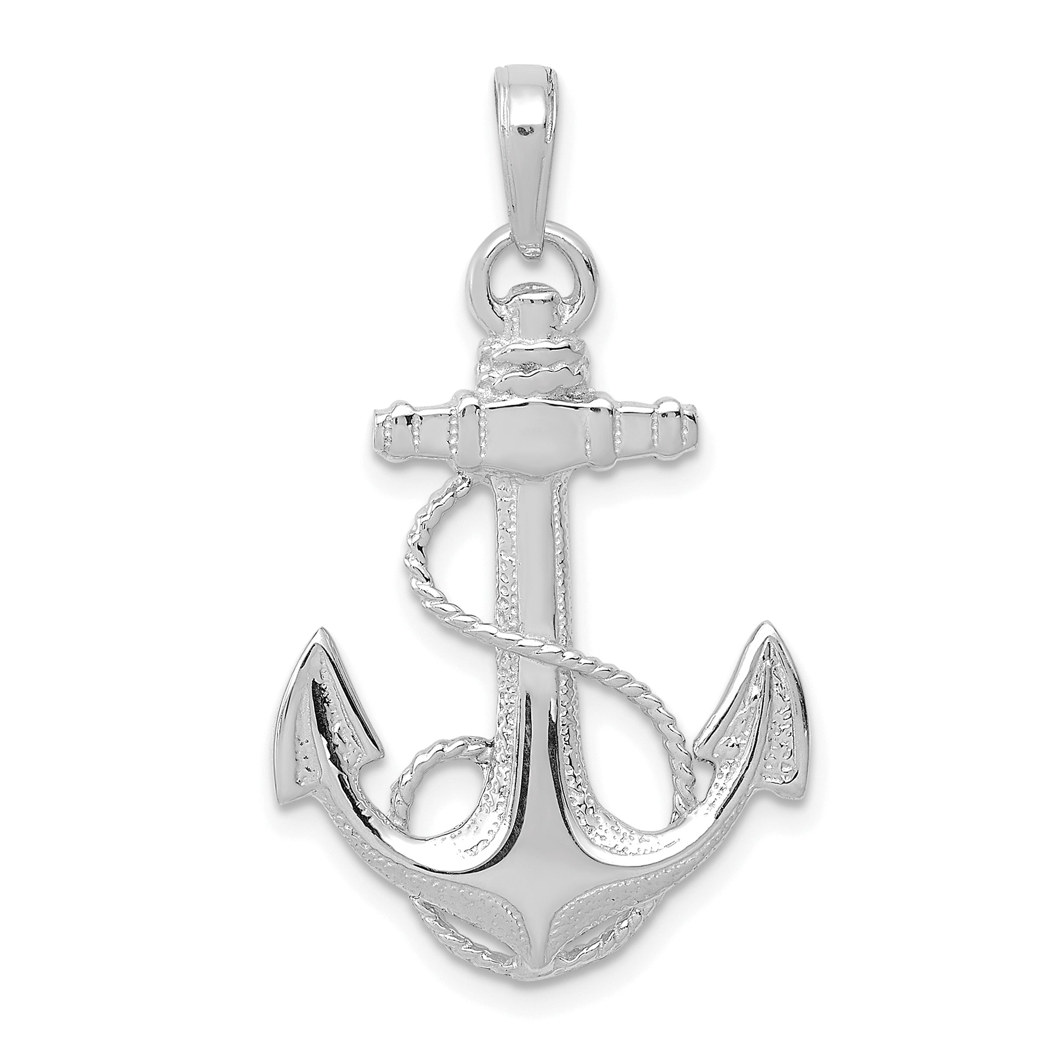 14K White Gold Anchor w/Rope Pendant Main image