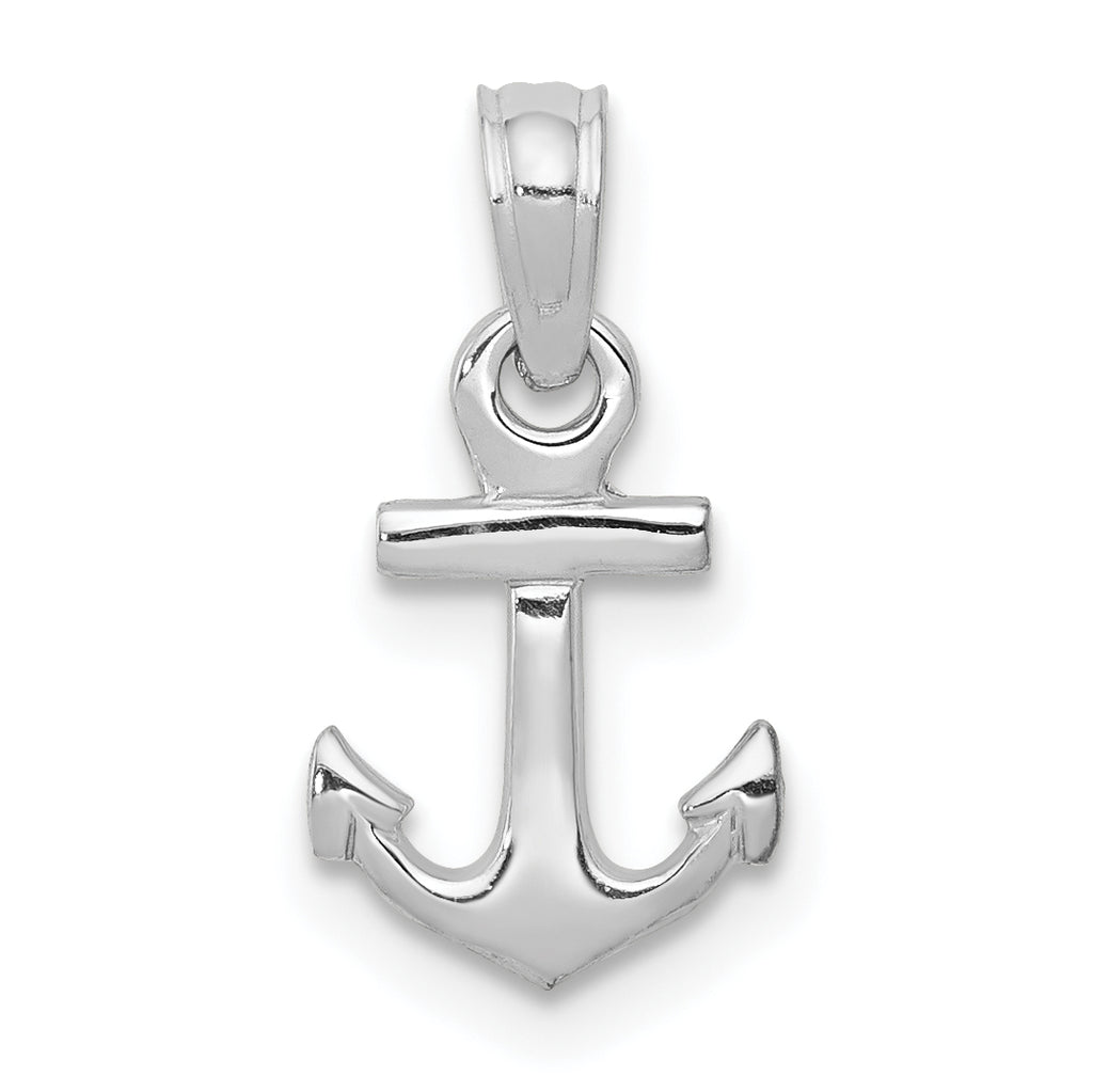 14k White Gold Mini Anchor Pendant