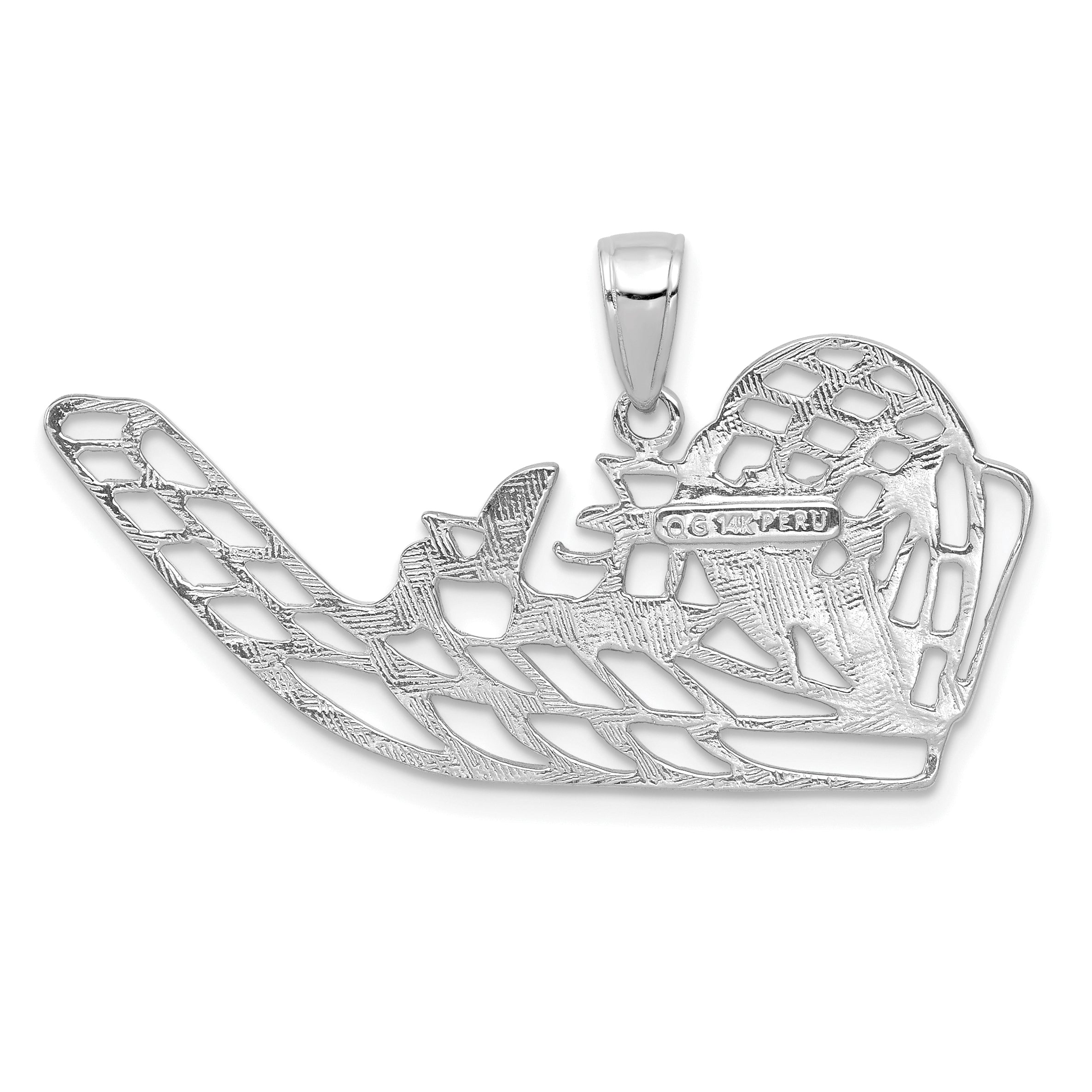 14K White Gold Air Boat Pendant
