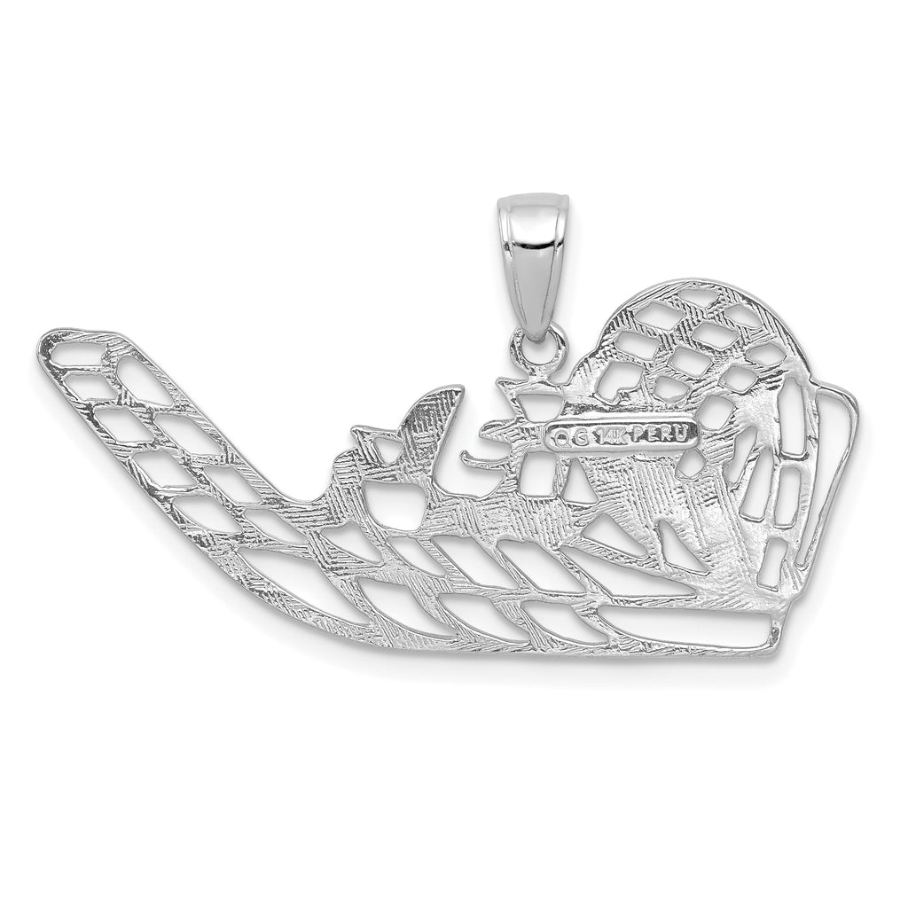 14K White Gold Air Boat Pendant