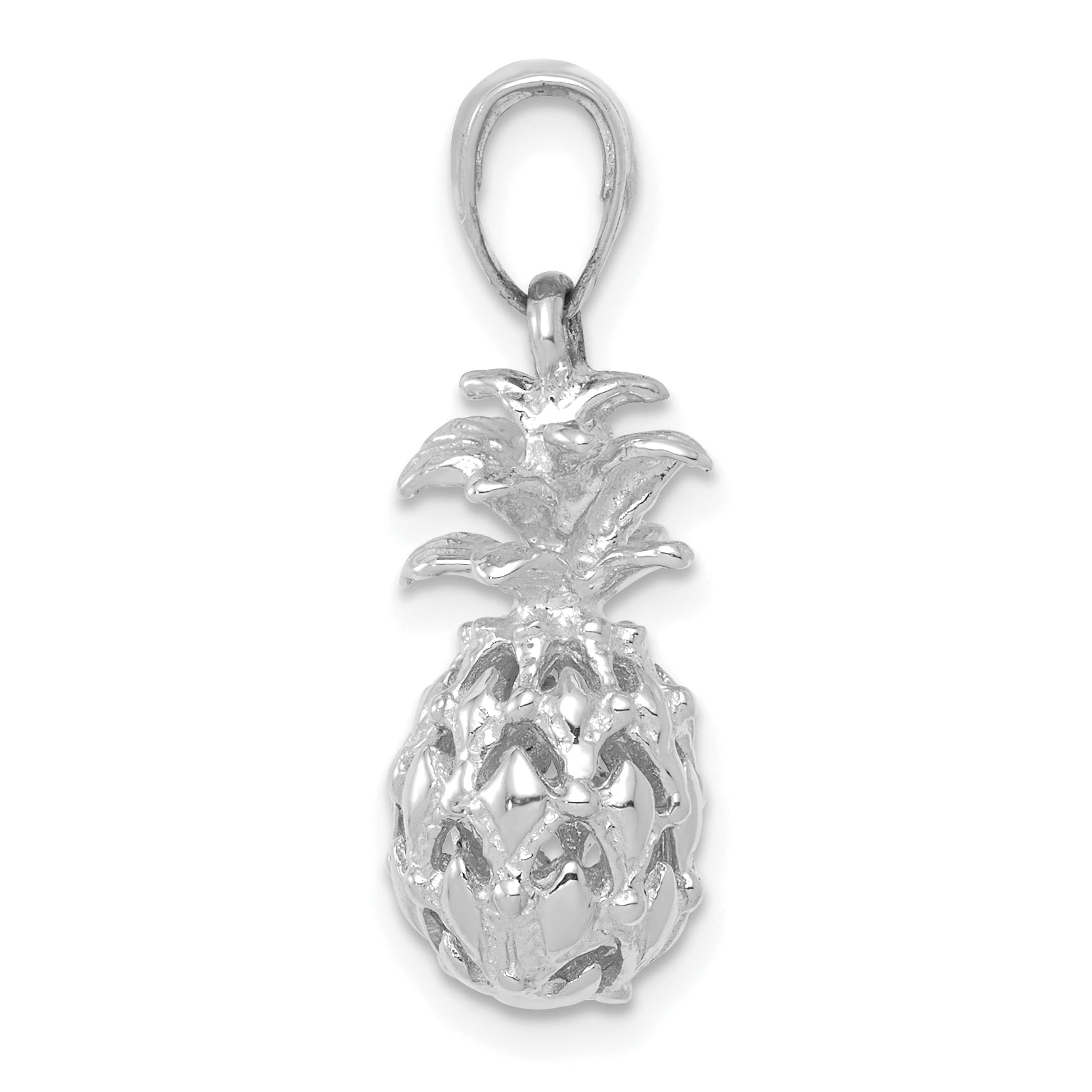 14K White Gold 3D Cut-out Pineapple Pendant Secondary image