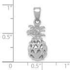 14K White Gold 3D Cut-out Pineapple Pendant