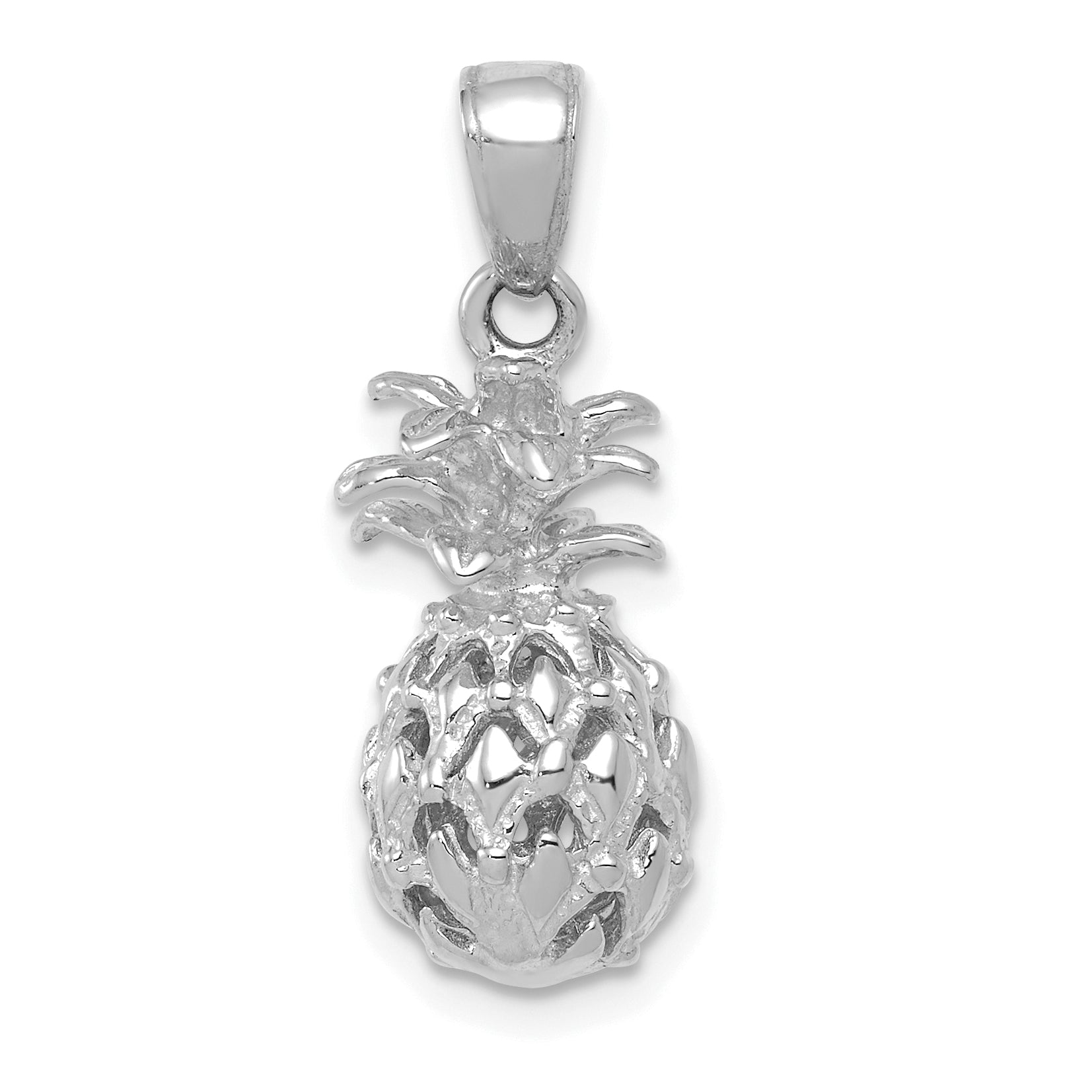 14K White Gold 3D Cut-out Pineapple Pendant Main image