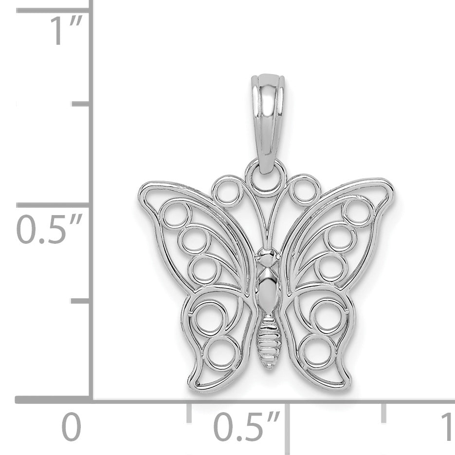 14K White Gold Cut-out Butterfly Large Pendant